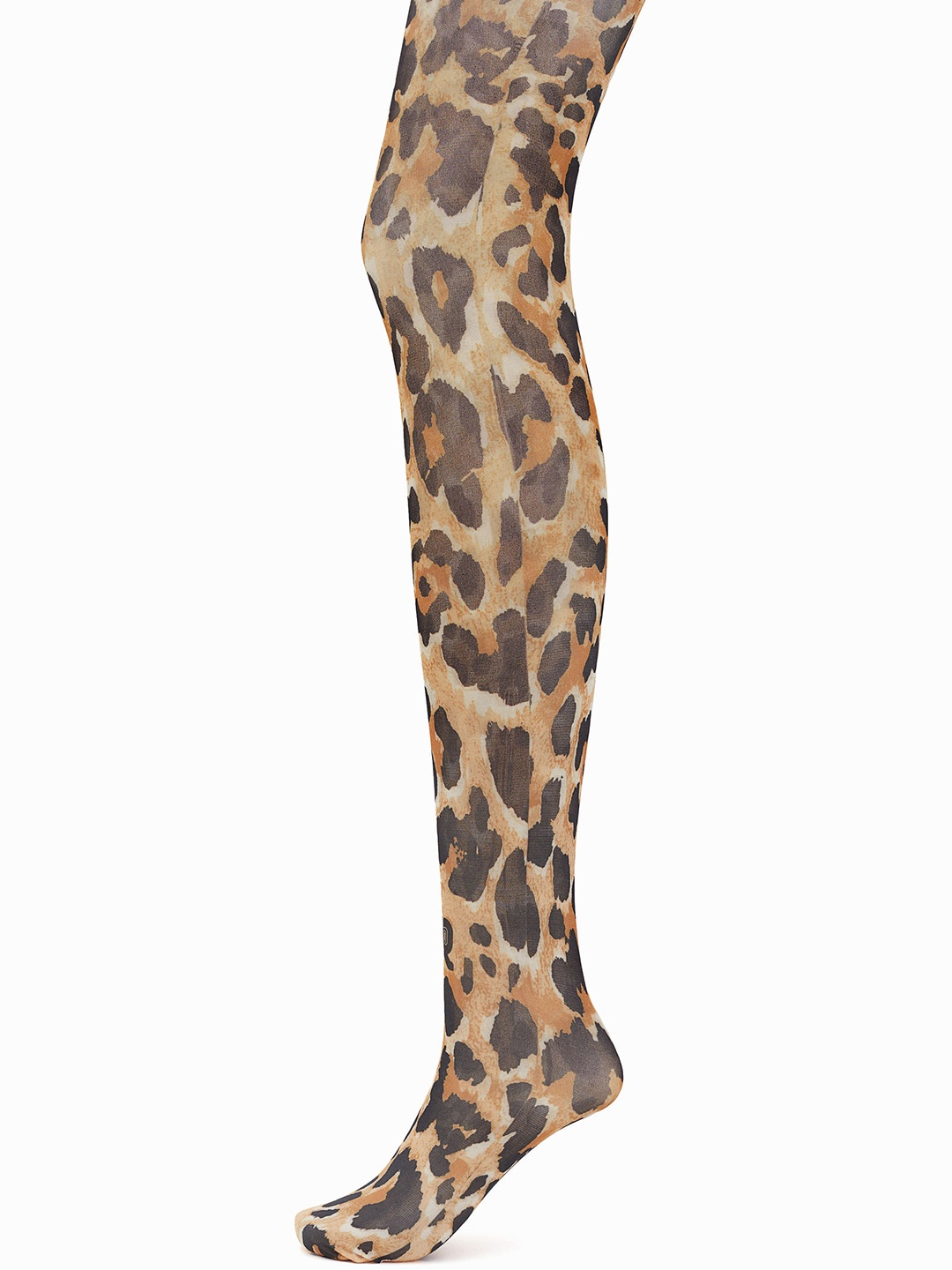 

H&M Women Leopard-Print Tights, Beige