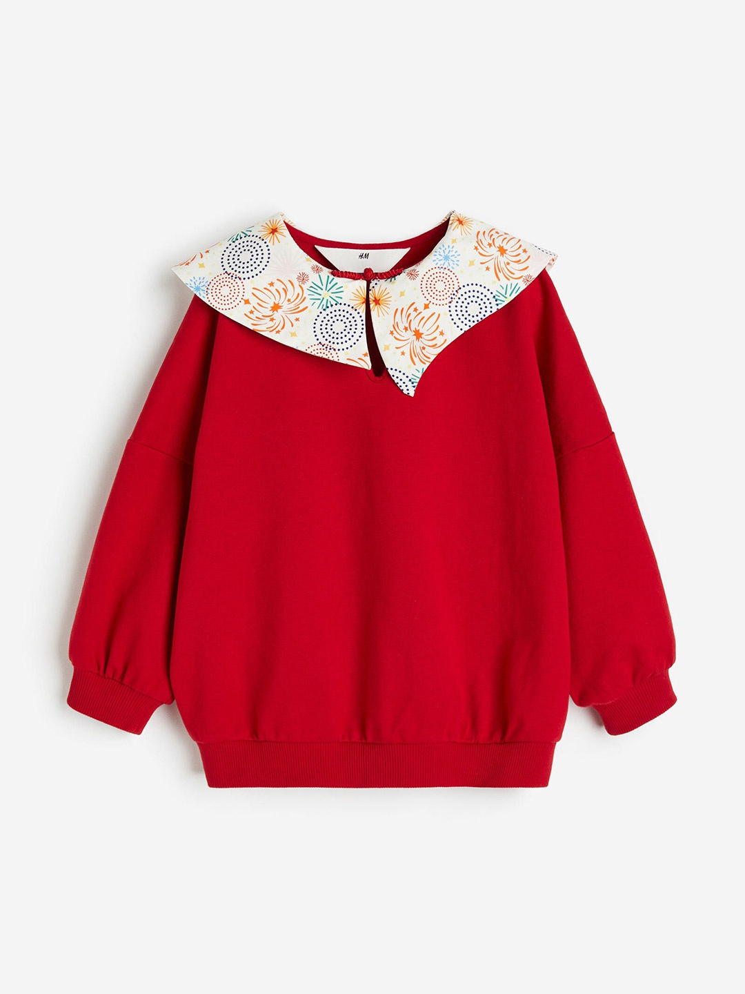 

H&M Girls Pure Cotton Collared Sweatshirt, Red