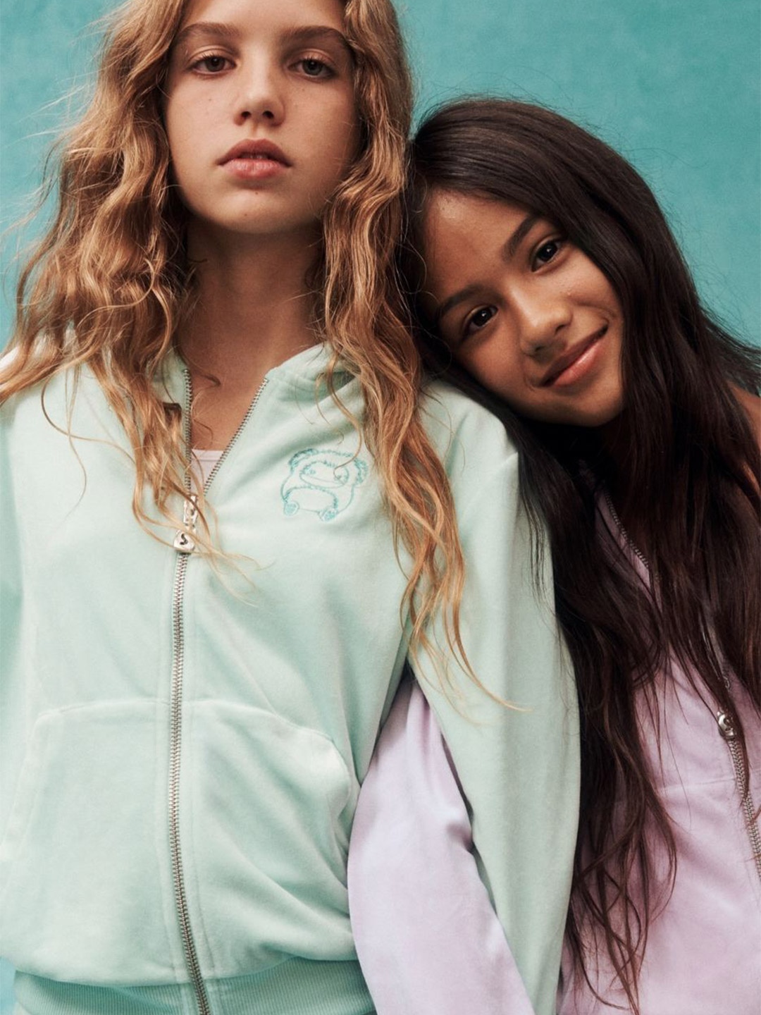 

H&M Girls 2-Piece Velour Set, Sea green