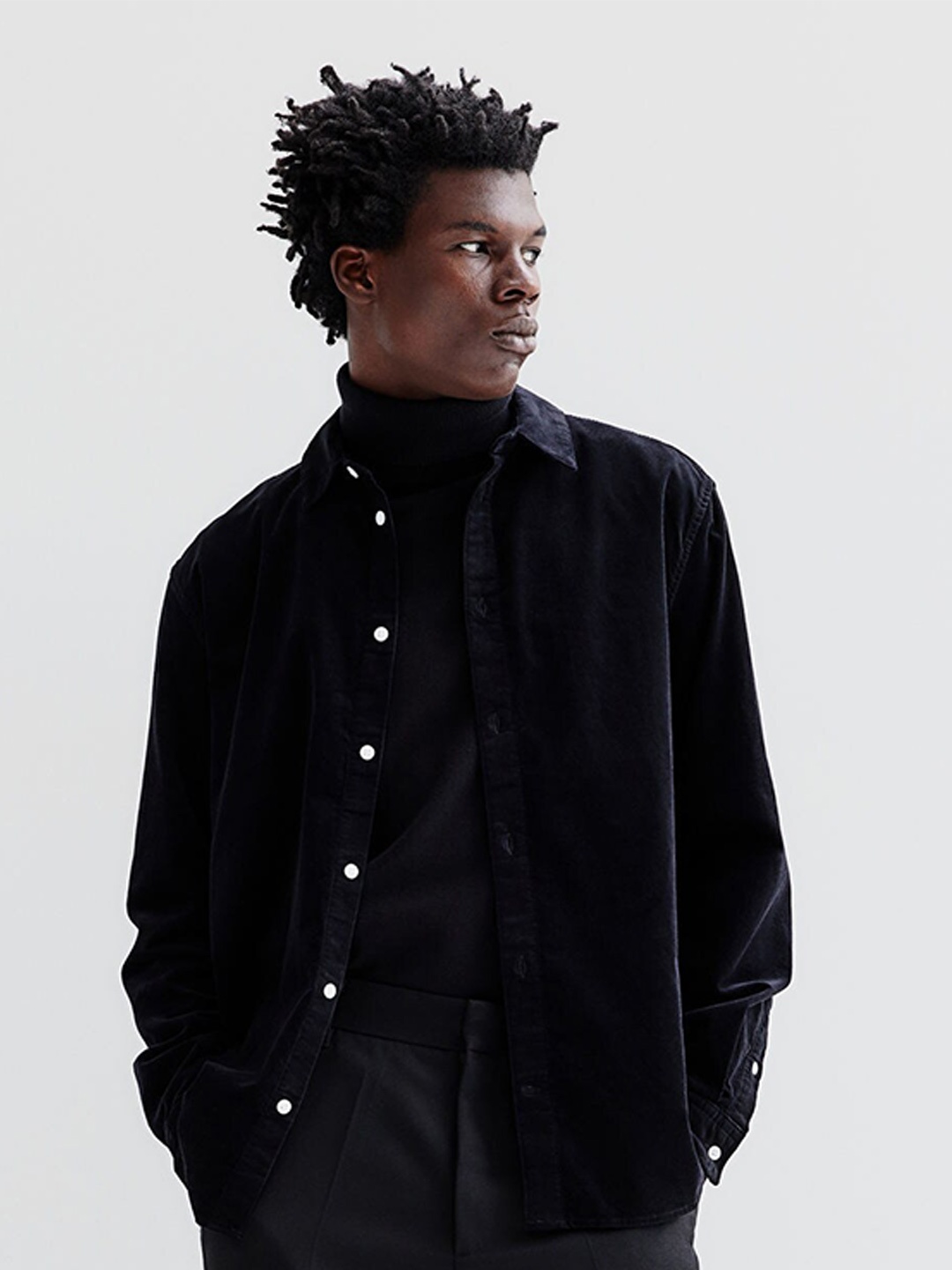 

H&M Regular Fit Corduroy Shirt, Black