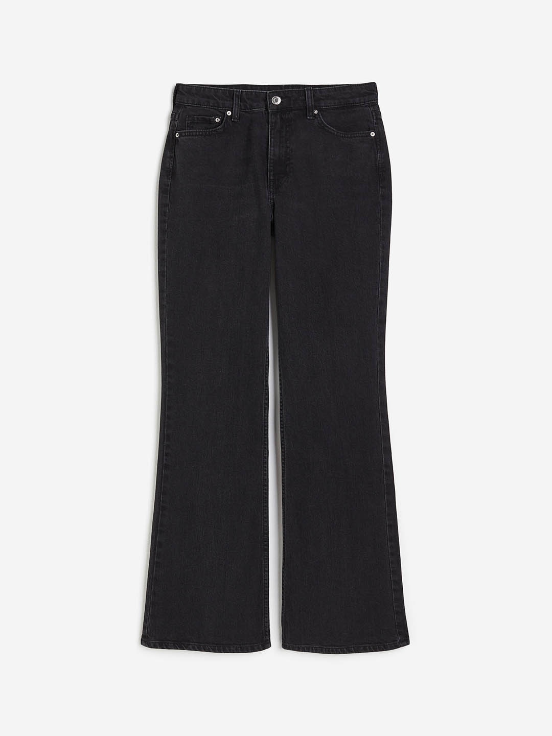 

H&M Women Curvy Fit Bootcut High Jeans, Black