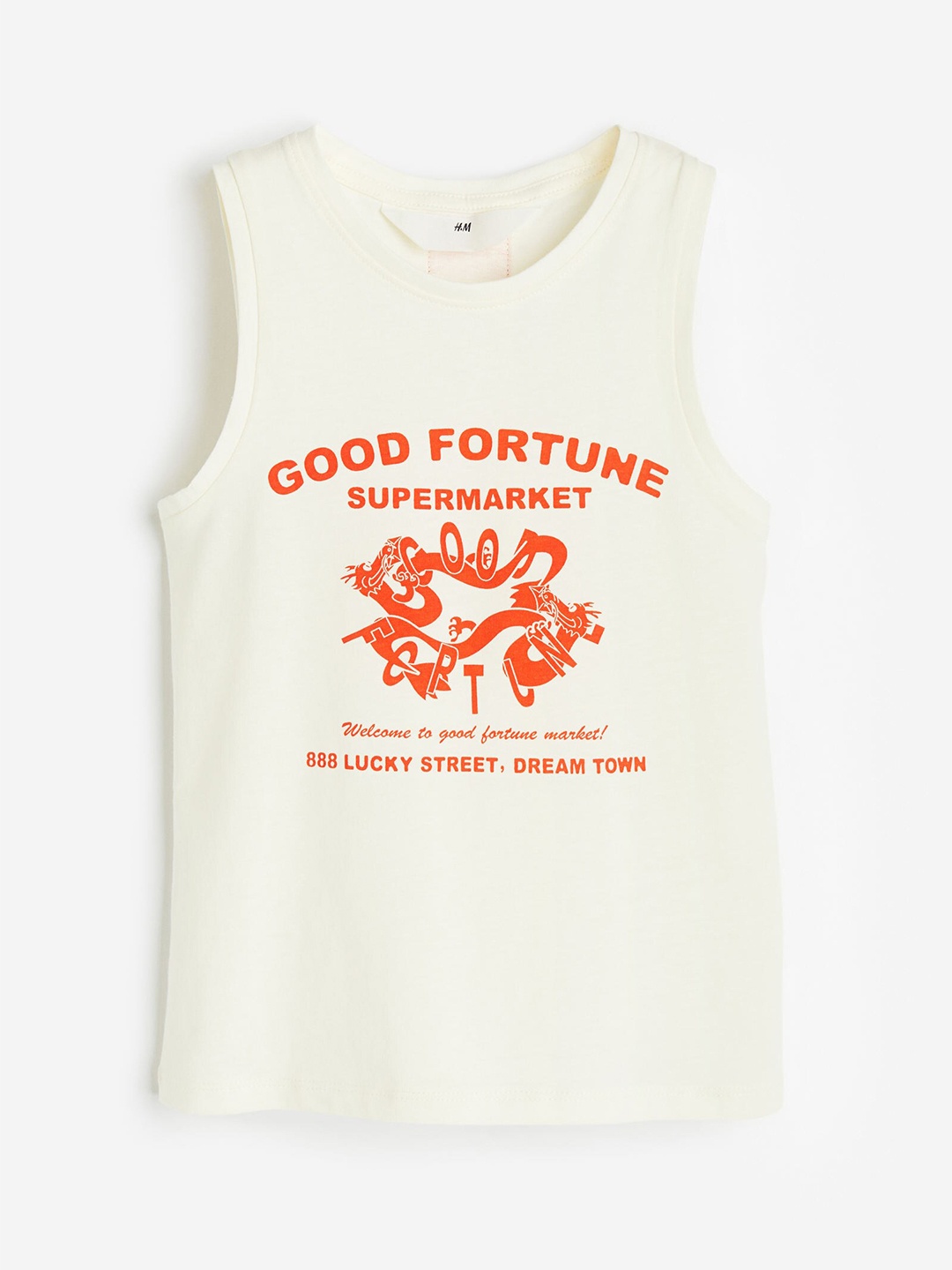 

H&M Boys Print-Motif Vest Top, White