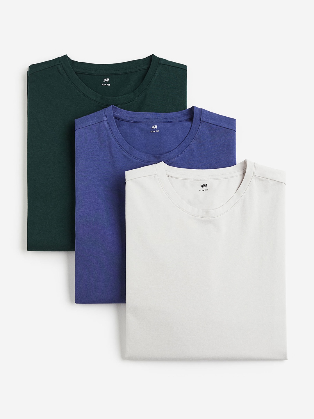 

H&M Men 3-Pack Slim Fit Jersey Tops, Blue