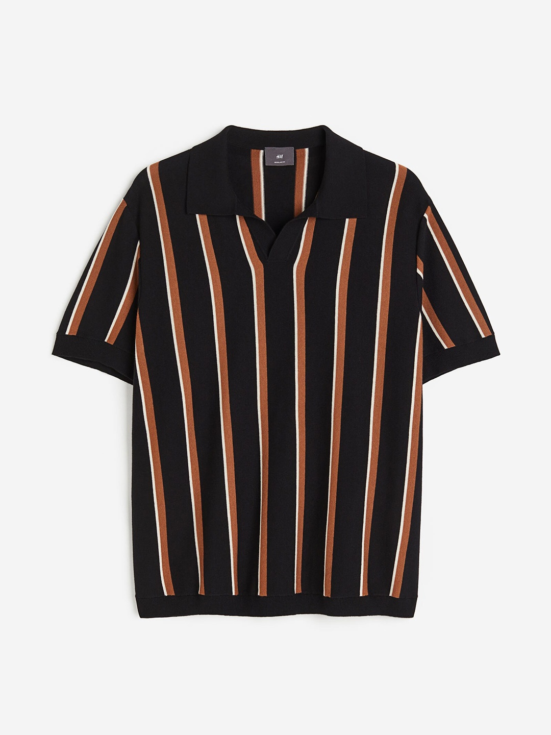 

H&M Regular Fit Fine-Knit Polo Shirt, Black