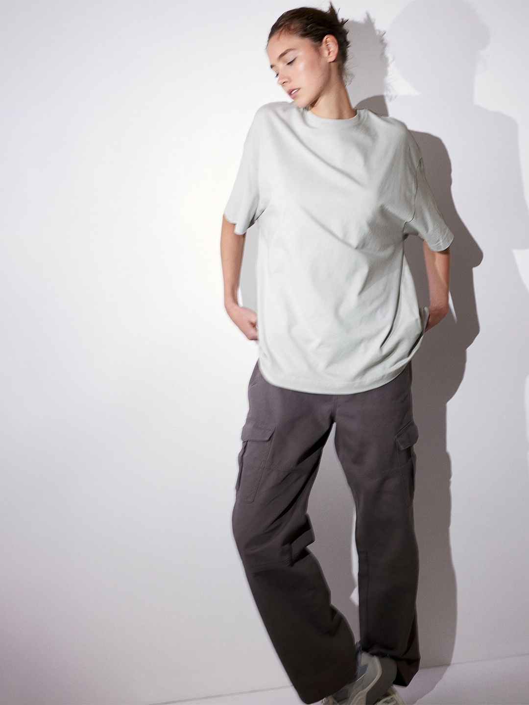 

H&M Women Oversized T-Shirt, Grey