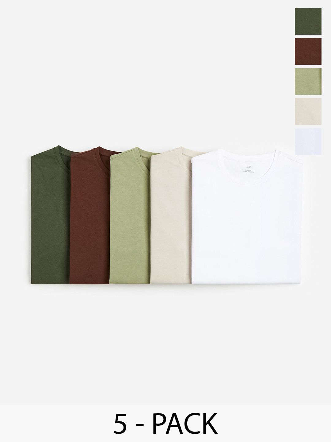 

H&M Men 5-Pack Slim Fit T-shirts, White