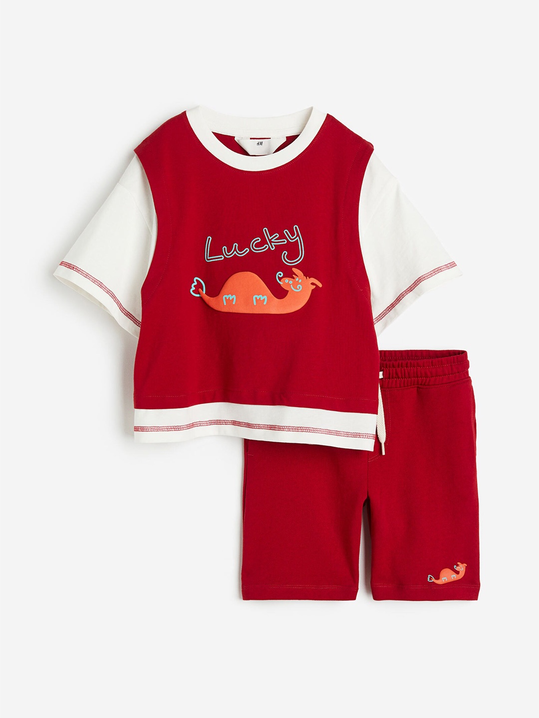 

H&M Boys Pure Cotton 2-Piece Printed Set, Red