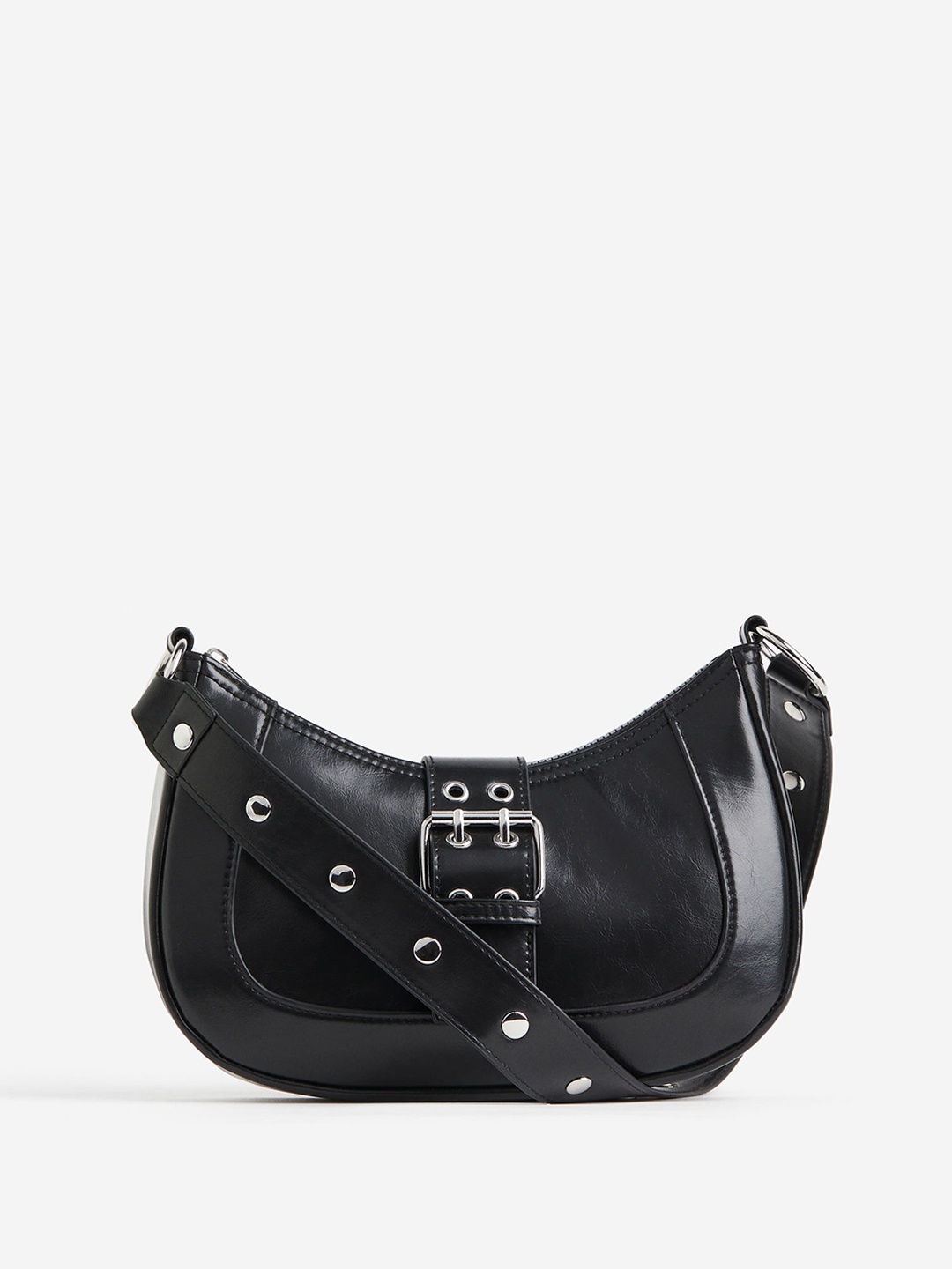 

H&M Coated Shoulder Bag, Black