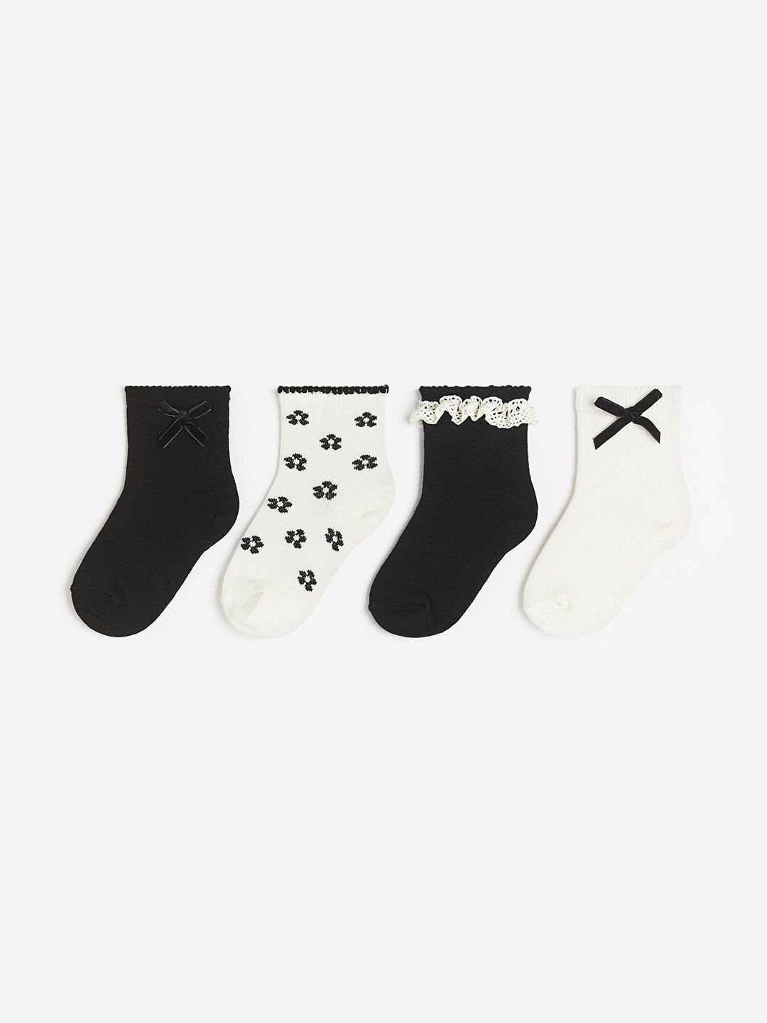 

H&M Girls 4-Pack Socks, Black