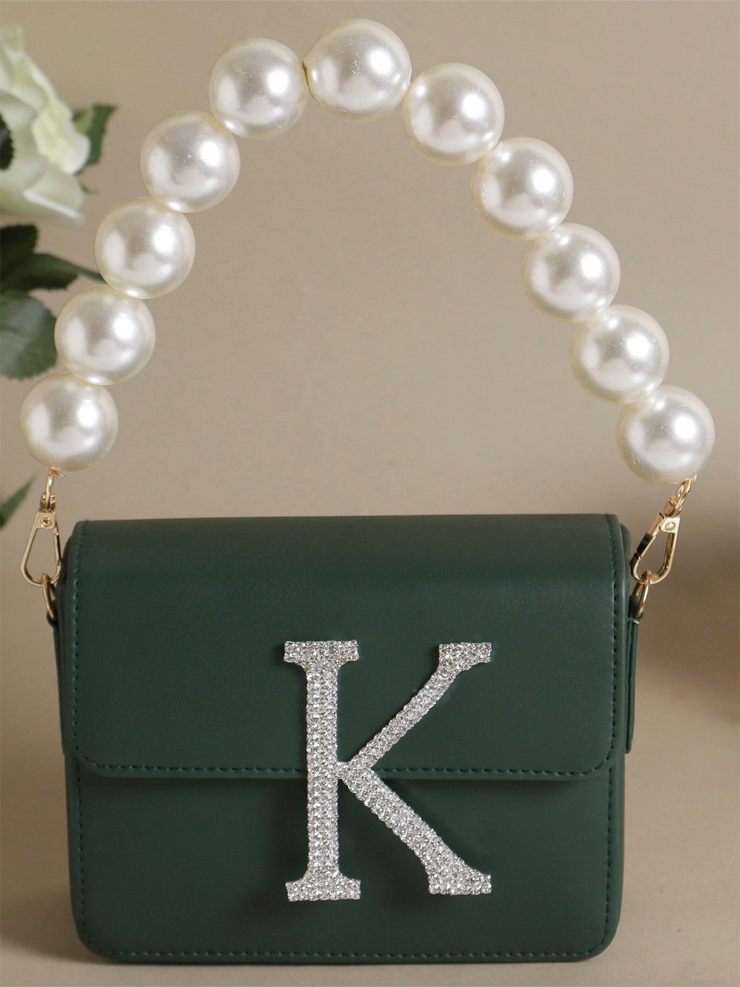 

Swisni Embellished Wrist Loop Purse, Green