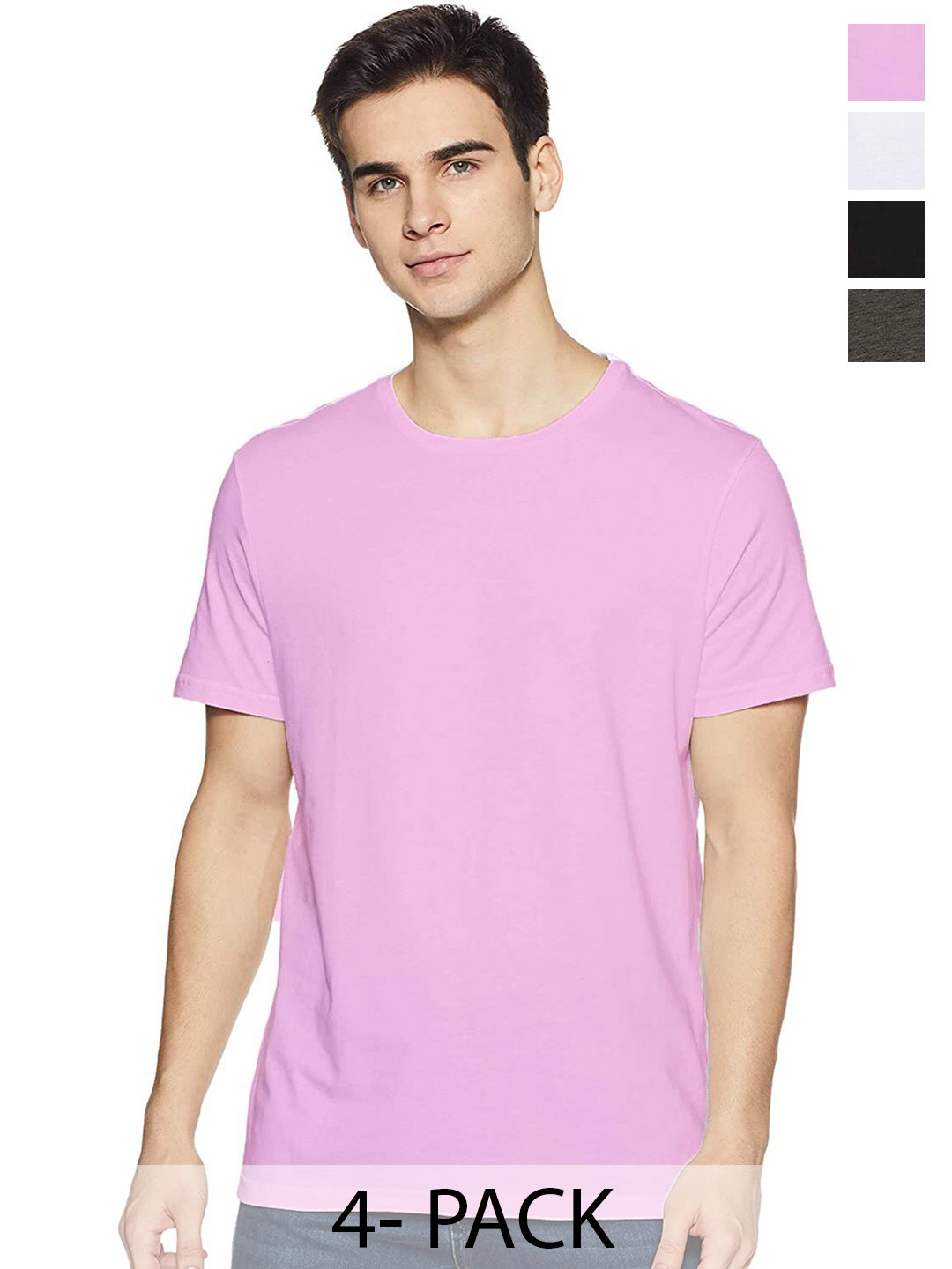 

COLOR CAPITAL Pack Of 4 Round Neck T-shirt, Lavender