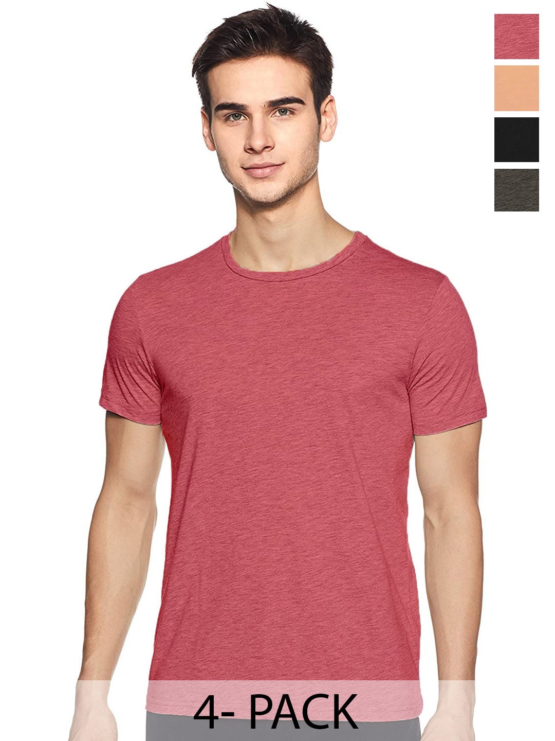 

COLOR CAPITAL Unisex Pack Of 4 Cotton T-Shirts, Peach