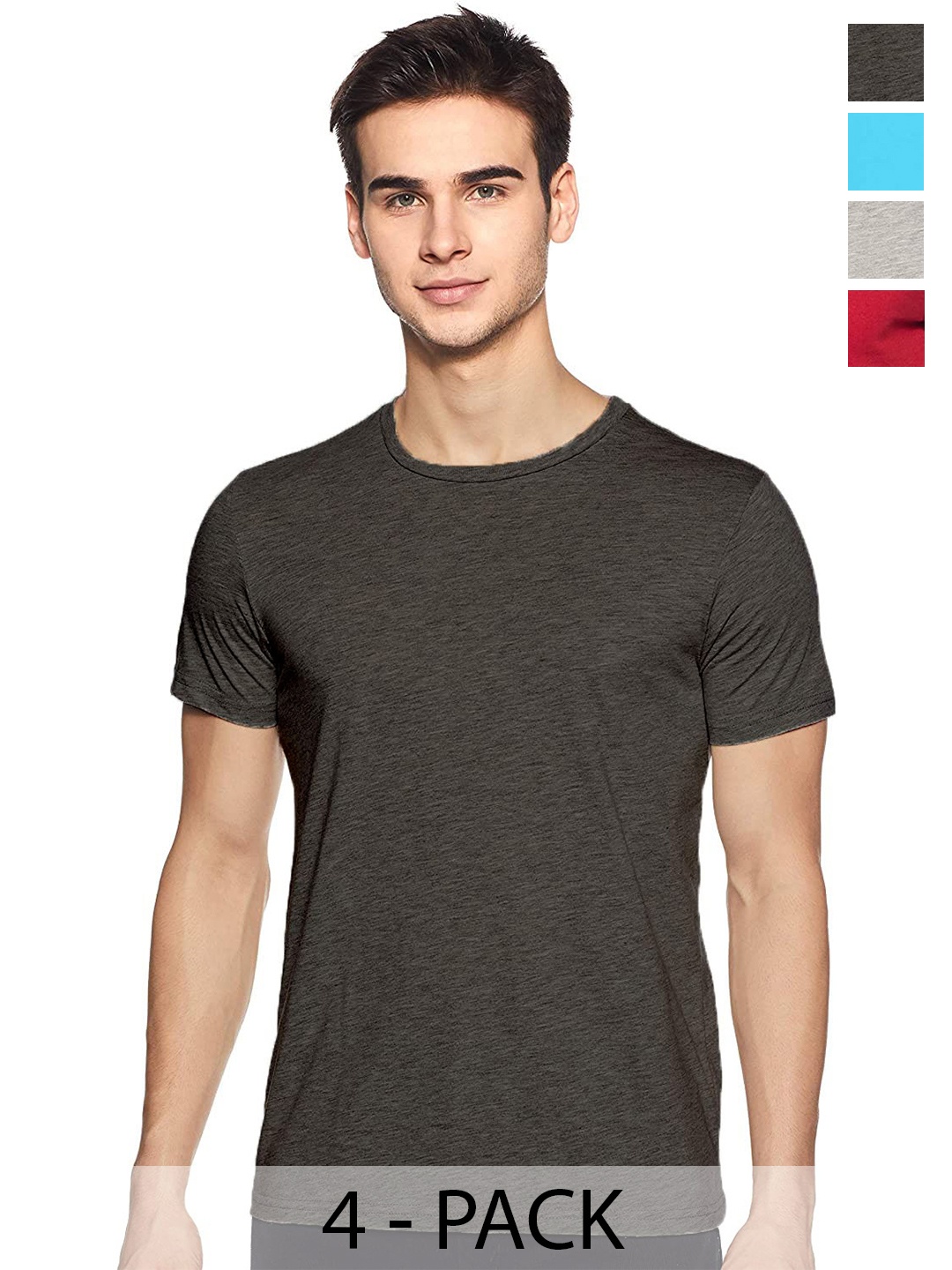 

COLOR CAPITAL Unisex Pack Of 4 Cotton T-shirts, Black