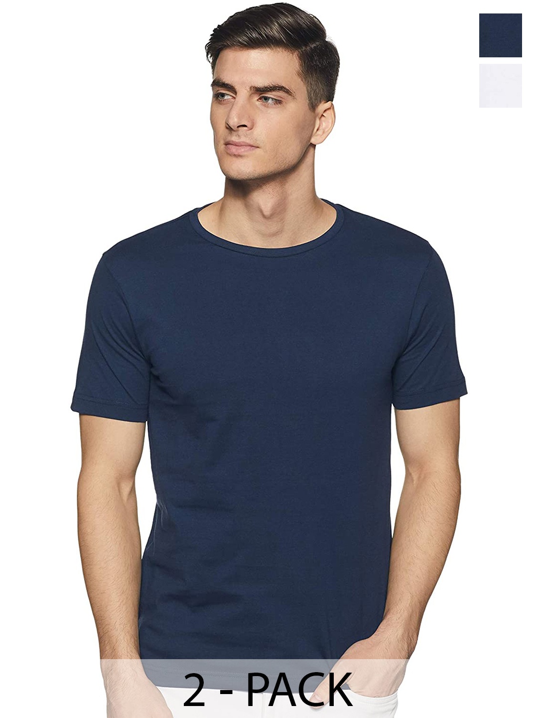 

COLOR CAPITAL Unisex Pack Of 2 Cotton T-shirts, Navy blue