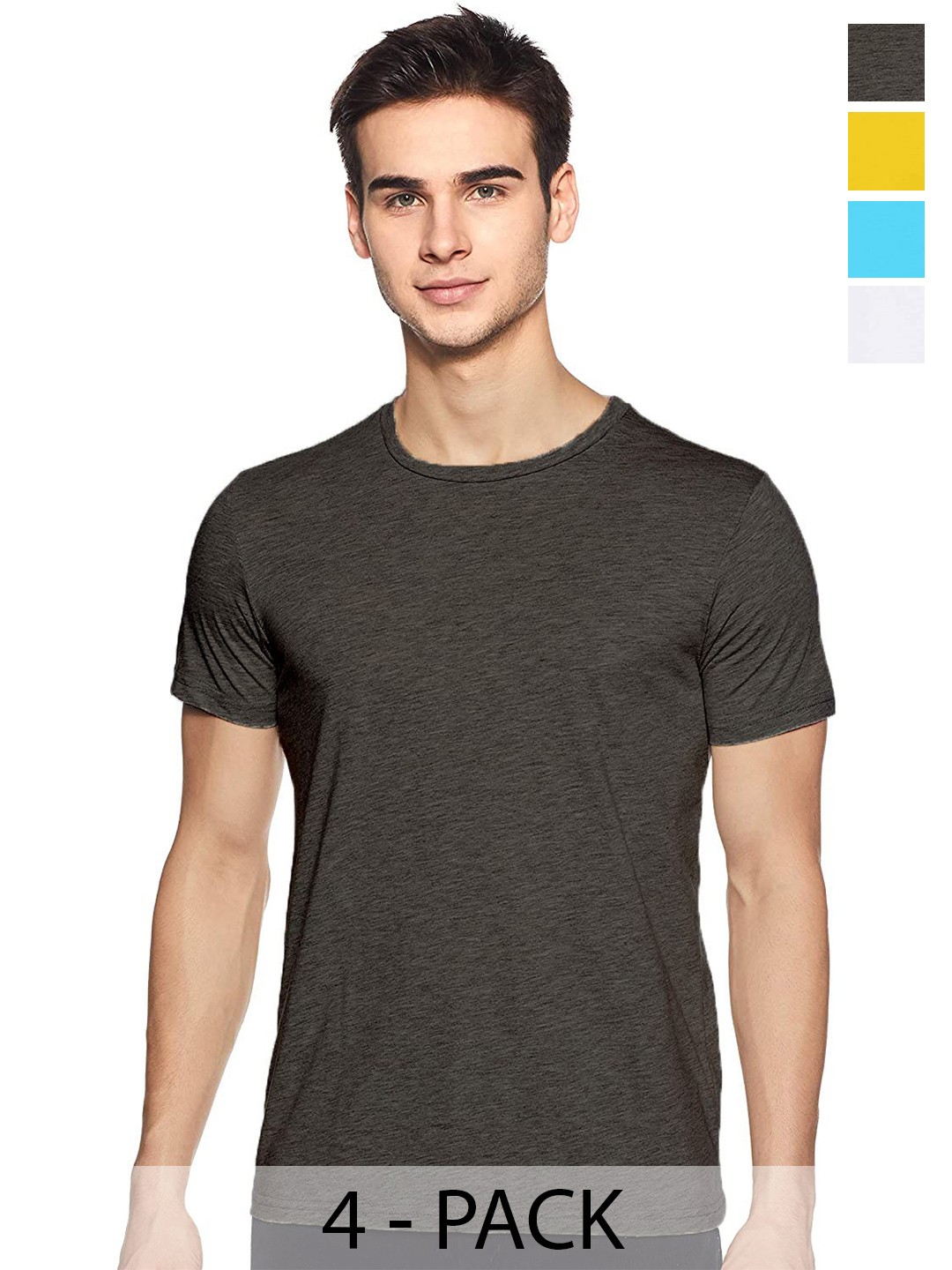 

COLOR CAPITAL Unisex Pack Of 4 Cotton T-shirts, Black