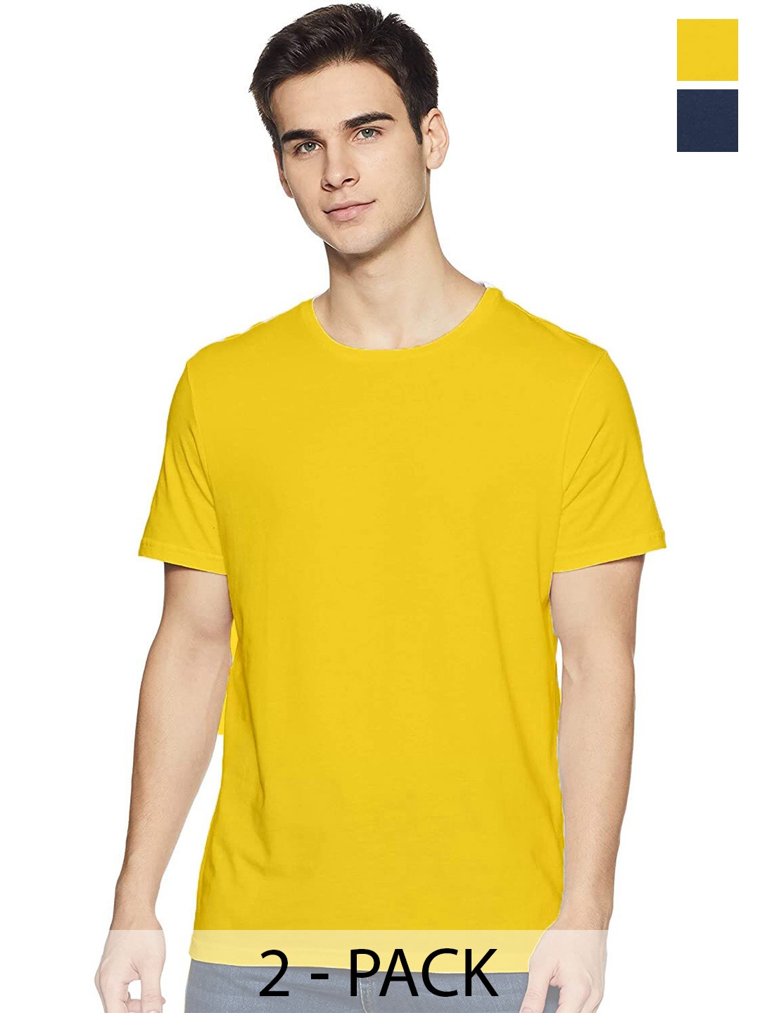 

COLOR CAPITAL Unisex Pack Of 2 Cotton T-shirts, Yellow