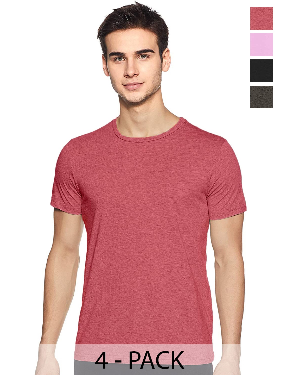 

COLOR CAPITAL Unisex Pack Of 4 Cotton T-Shirts, Pink