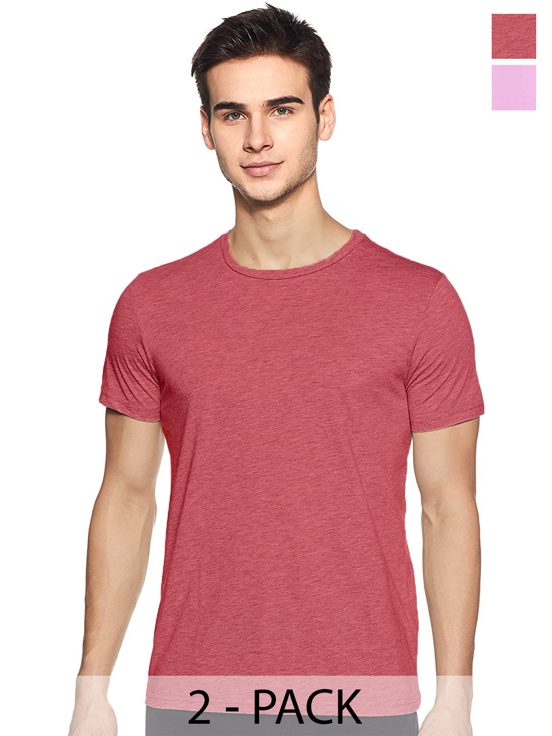 

COLOR CAPITAL Unisex Pack Of 2 Round Neck Cotton T-shirt, Copper