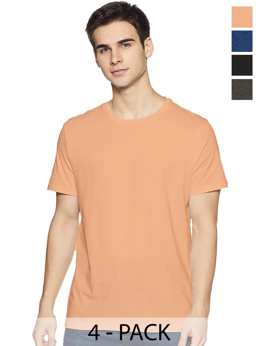 

COLOR CAPITAL Pack 4 Short Sleeves Cotton T-shirts, Peach