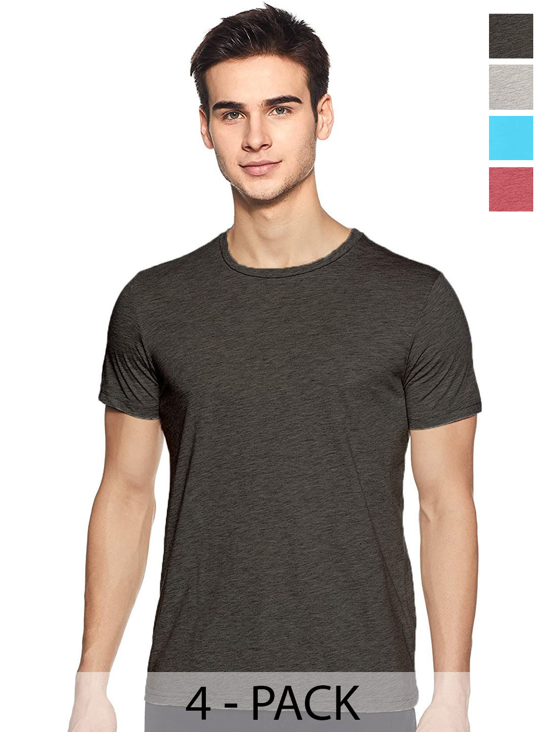 

COLOR CAPITAL Unisex Pack of 4 Cotton T-shirt, Grey