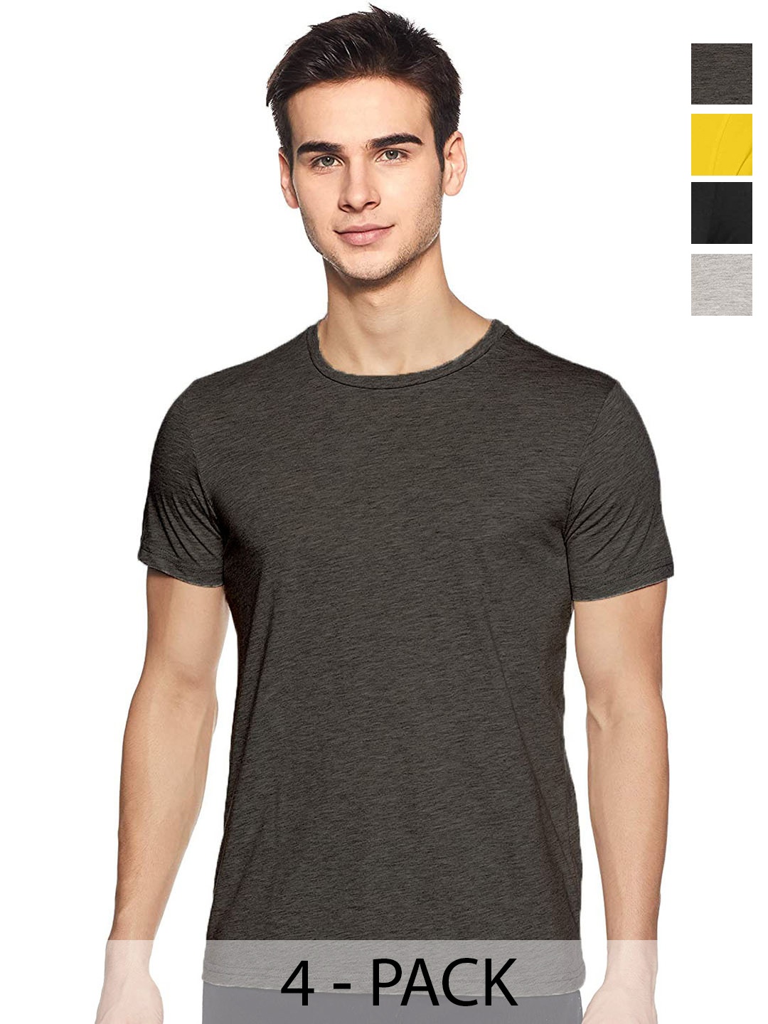

COLOR CAPITAL Unisex Pack Of 4 Regular Fit Cotton T-shirts, Black
