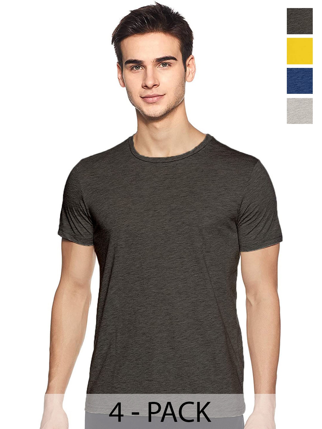 

COLOR CAPITAL Unisex Pack of 4 Cotton T-shirt, Grey