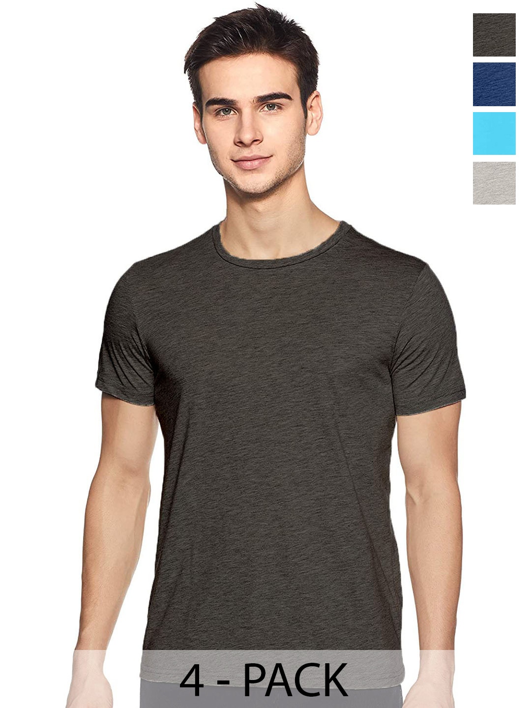 

COLOR CAPITAL Unisex Pack of 4 Cotton T-shirt, Grey