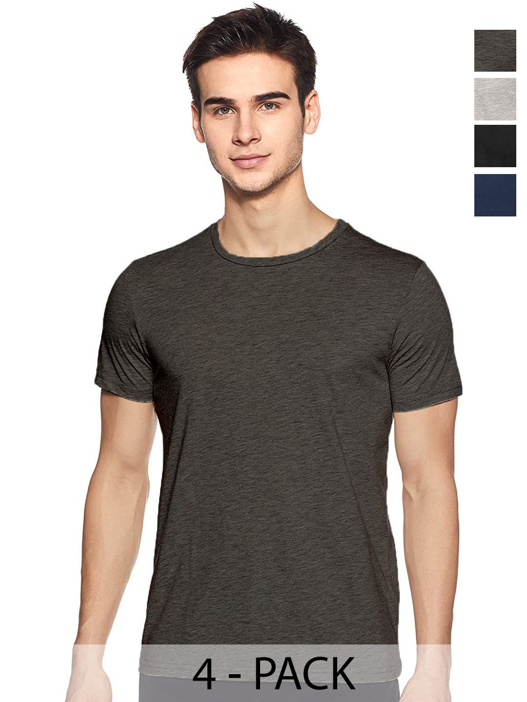 

COLOR CAPITAL Unisex Pack of 4 Cotton T-shirt, Grey