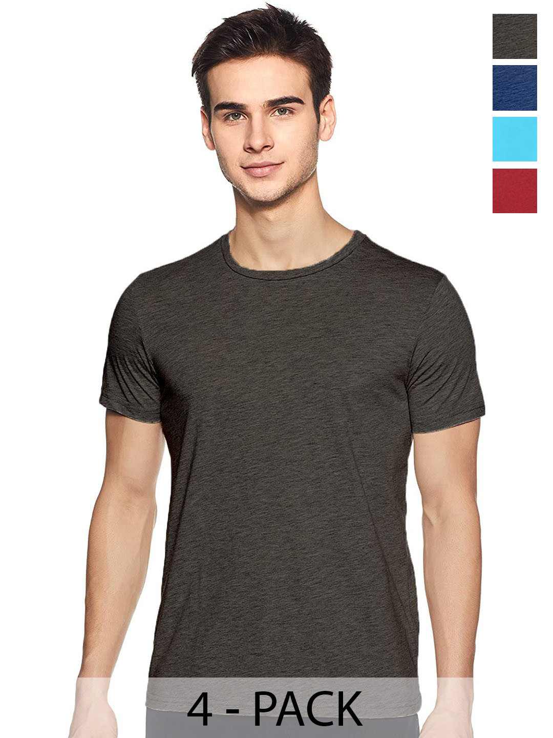 

COLOR CAPITAL Unisex Pack Of 4 Round Neck Cotton T-shirt, Grey
