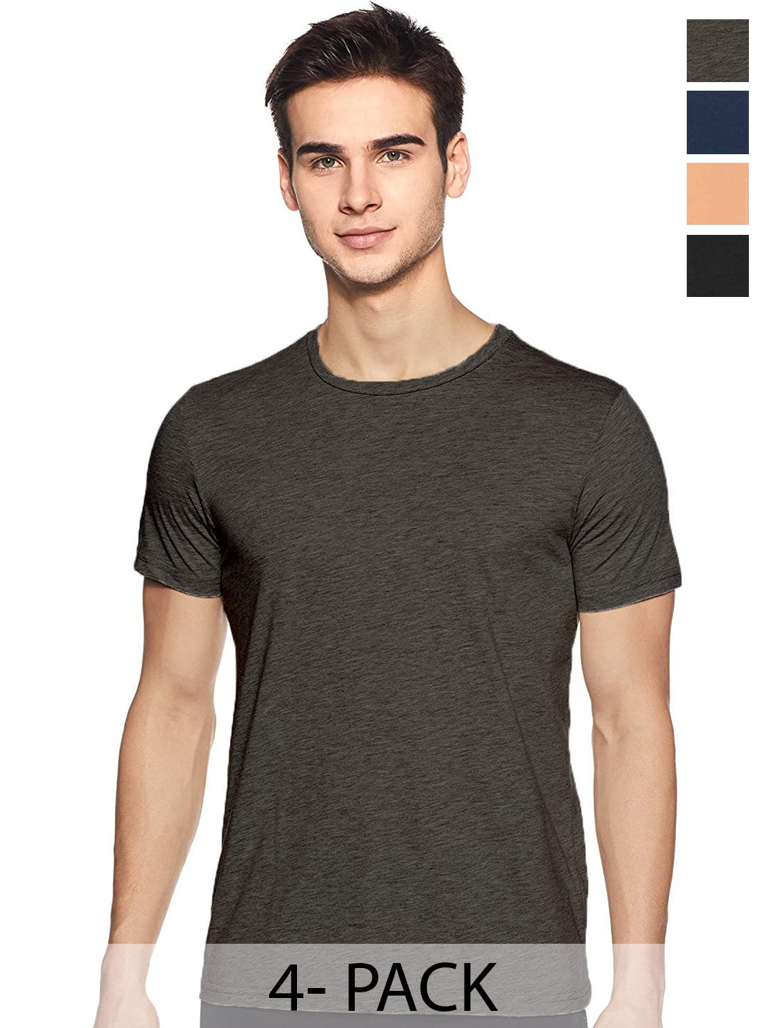 COLOR CAPITAL Unisex Pack Of 4 Cotton T-shirts, Grey