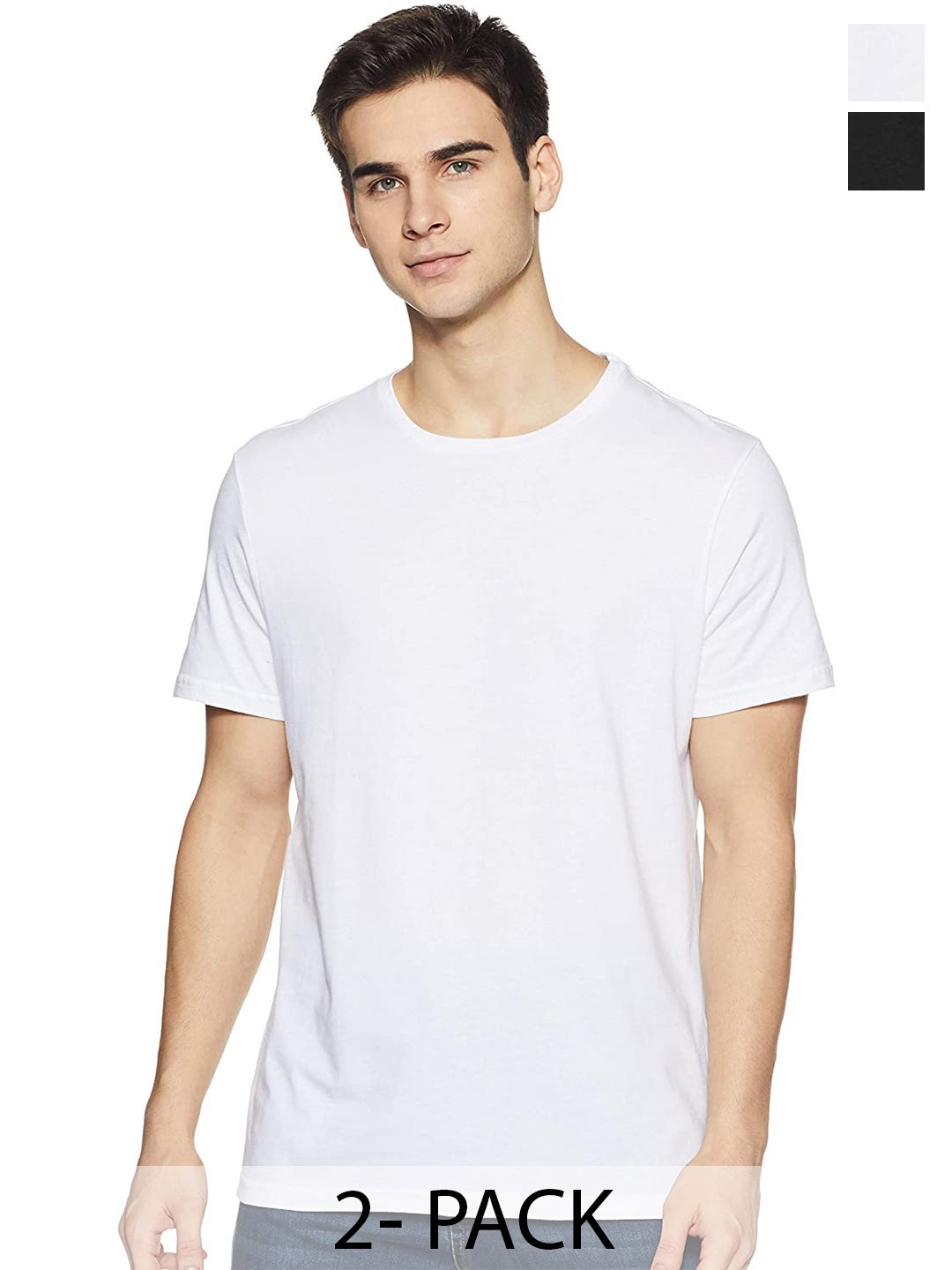 

COLOR CAPITAL Unisex Pack Of 2 Round Neck Cotton T-shirt, White