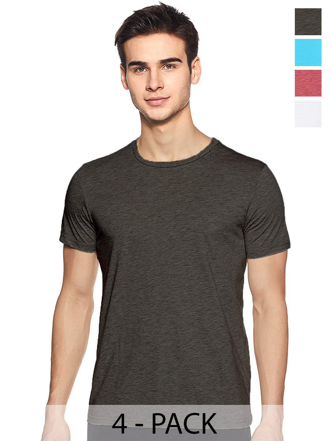 

COLOR CAPITAL Pack Of 4 Round Neck Cotton T-shirt, Black