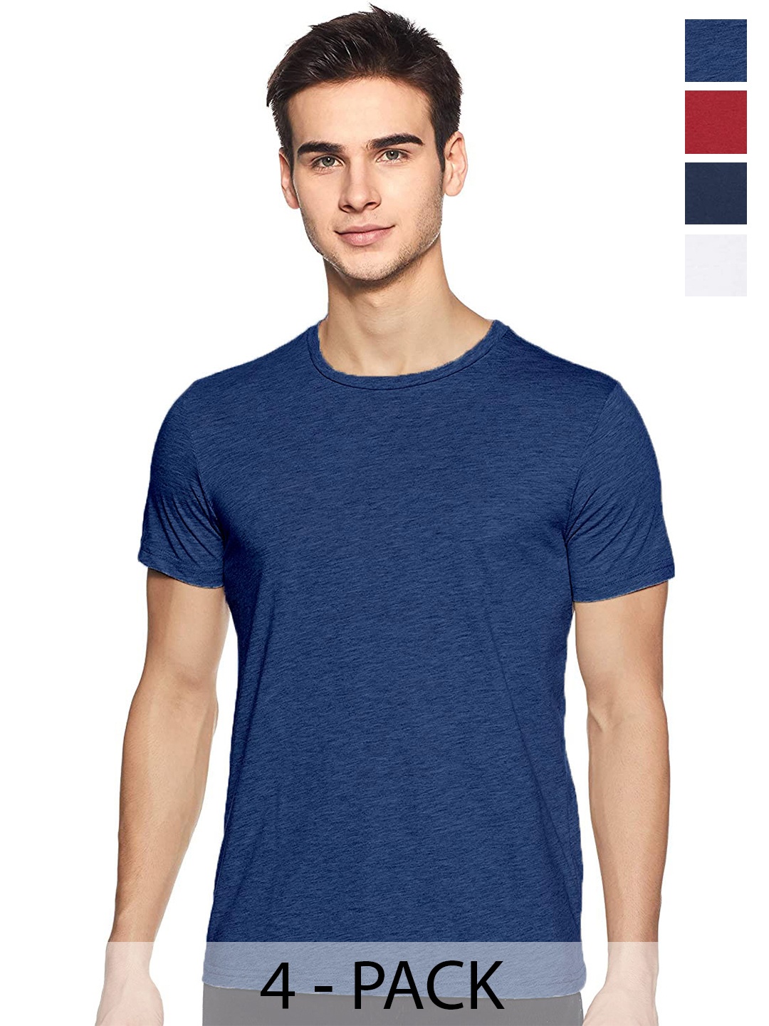 

COLOR CAPITAL Unisex Pack Of 4 Short Sleeves Short Sleeves Cotton T-shirt, Blue