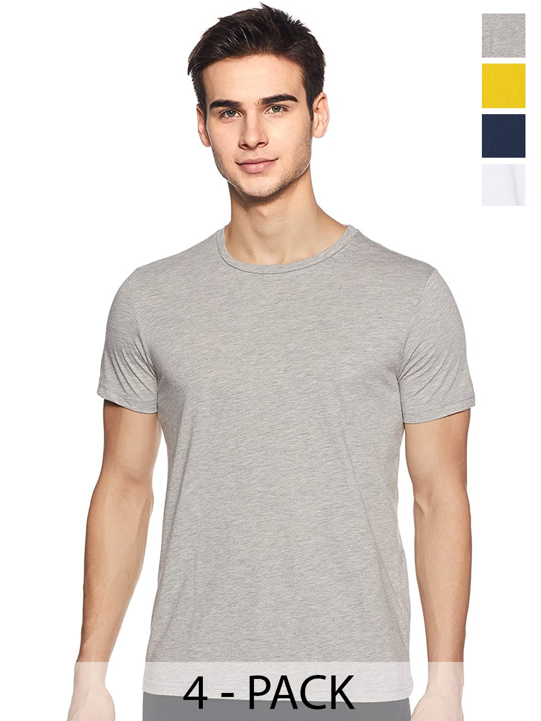 

COLOR CAPITAL Unisex Pack Of 4 Cotton T-shirt, Grey