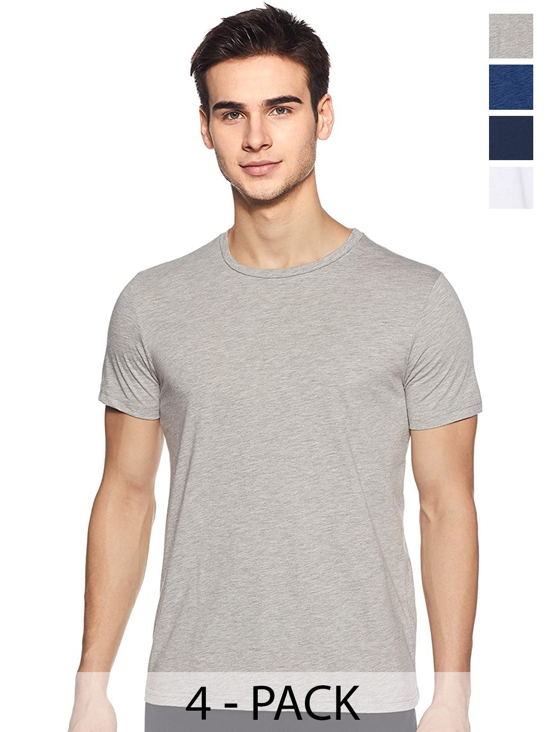 

COLOR CAPITAL Unisex Pack Of 4 Round Neck Cotton T-shirt, Grey