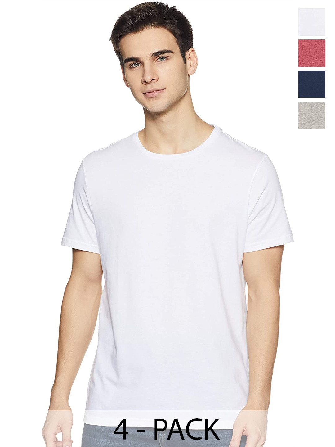 

COLOR CAPITAL Pack Of 4 Round Neck Cotton T-shirts, White