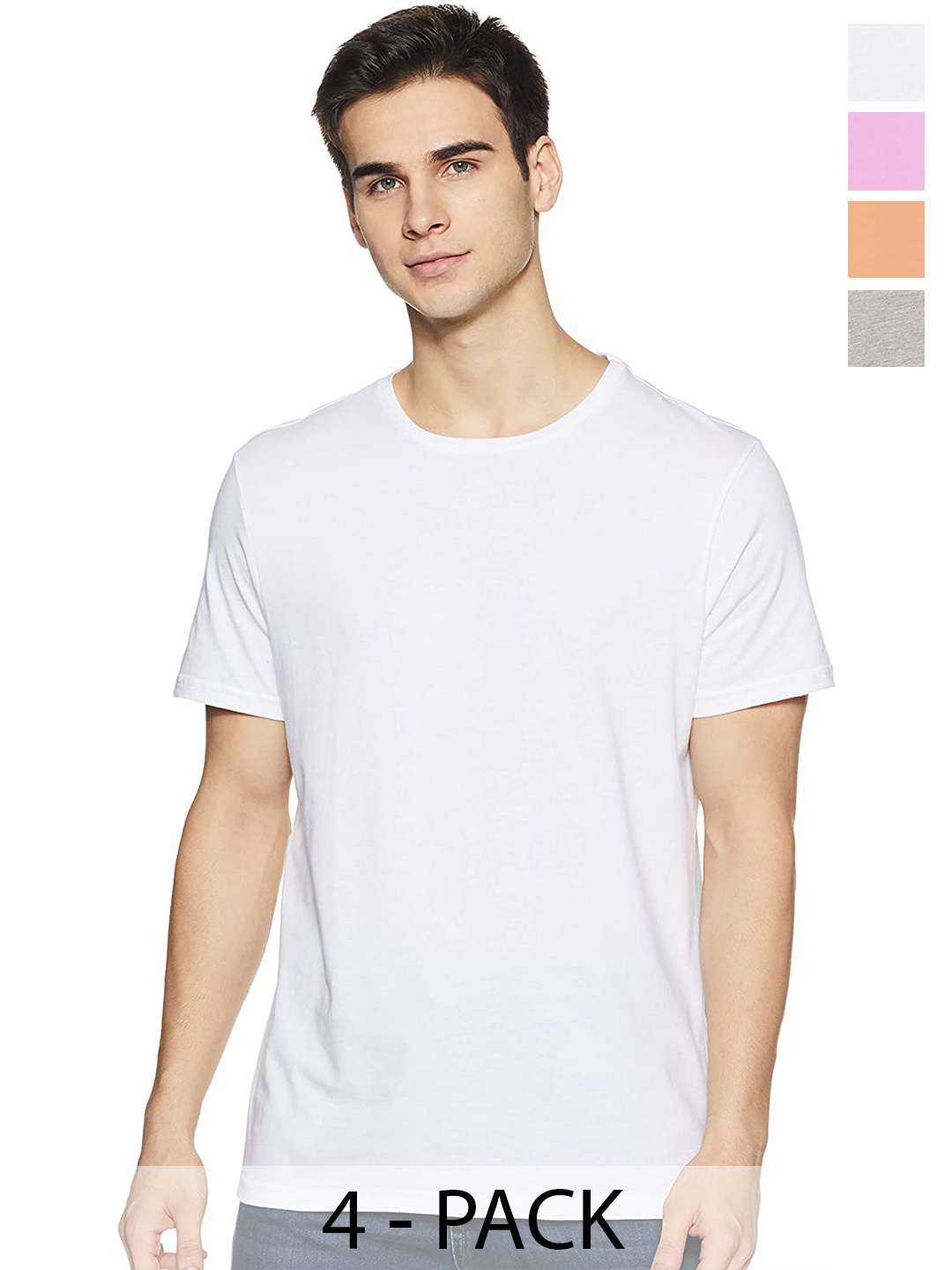 

COLOR CAPITAL Pack Of 4 Round Neck Cotton T-shirts, White