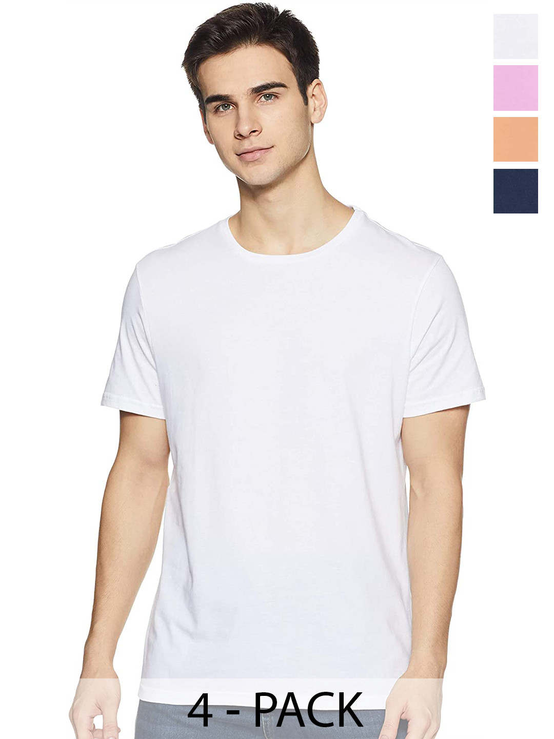 

COLOR CAPITAL Pack Of 4 Short Sleeves Cotton T-shirt, White