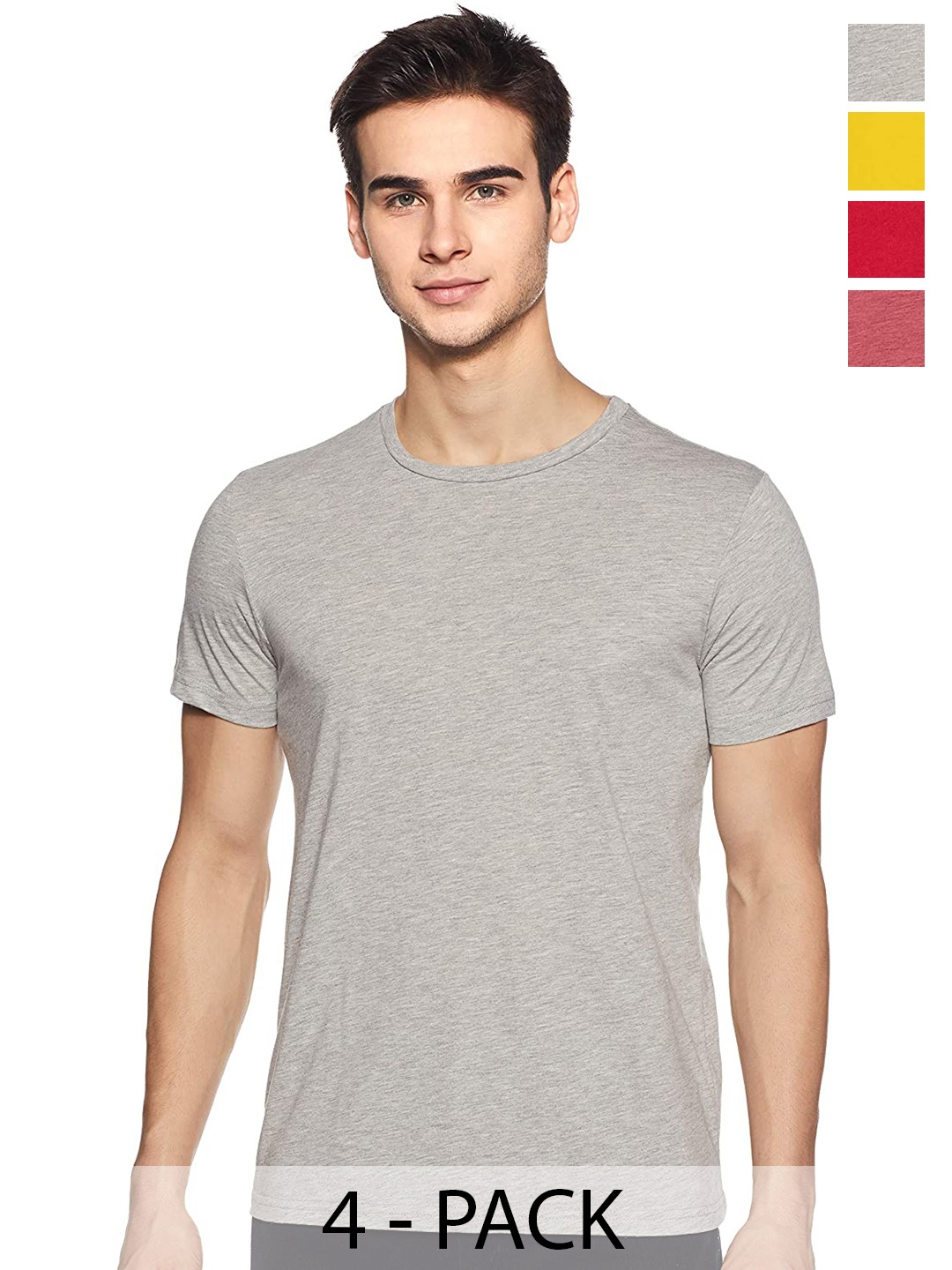 

COLOR CAPITAL Unisex Pack Of 4 Cotton T-shirts, Grey