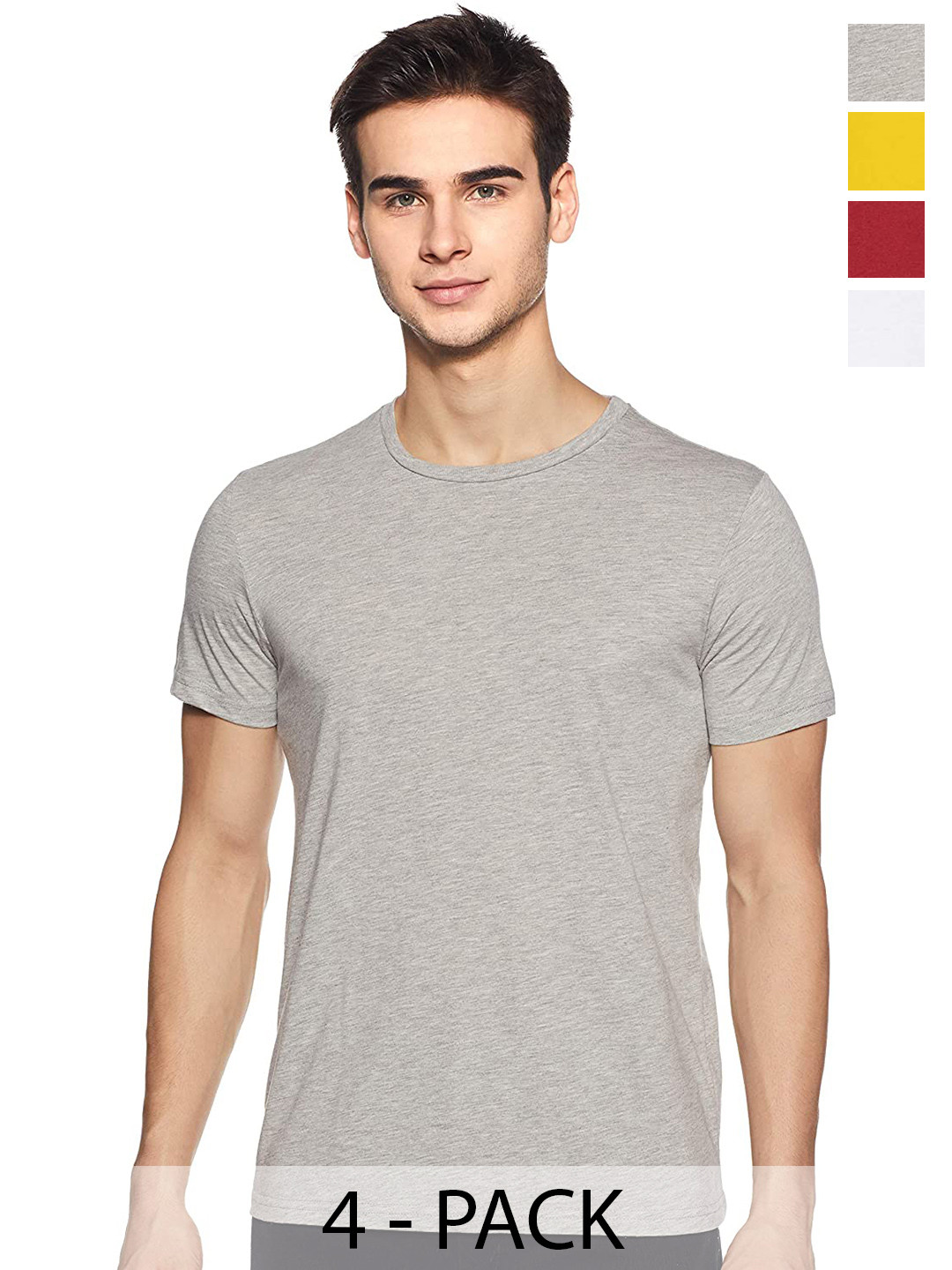 

COLOR CAPITAL Unisex Pack Of 4 Cotton T-shirts, Grey