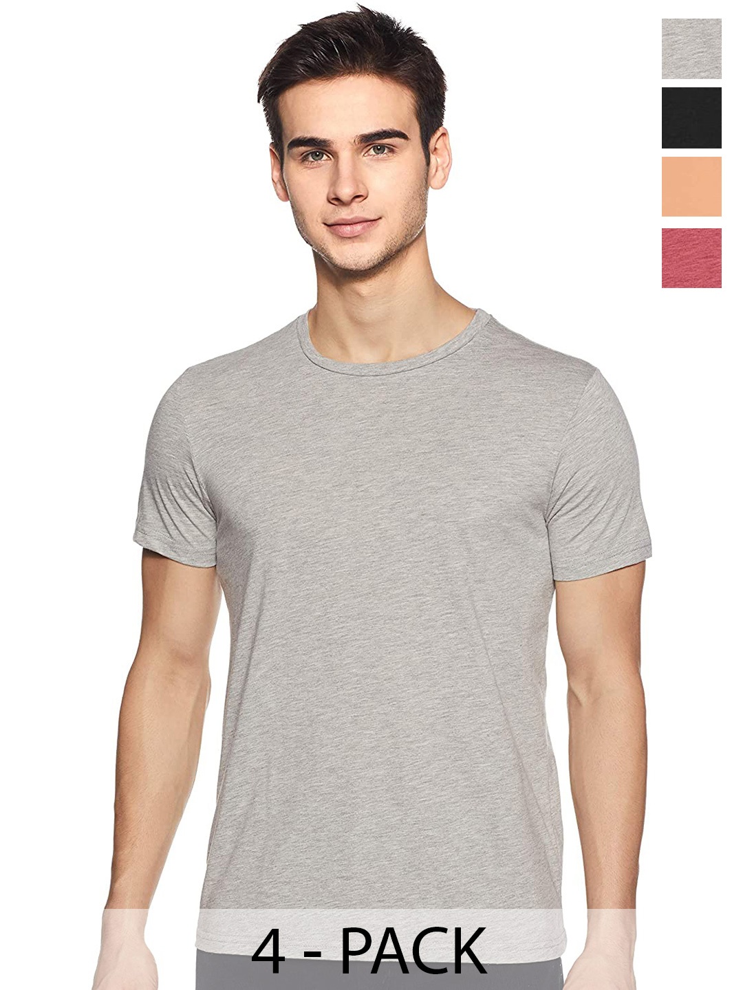 

COLOR CAPITAL Pack Of 4 Cotton T-shirt, Grey