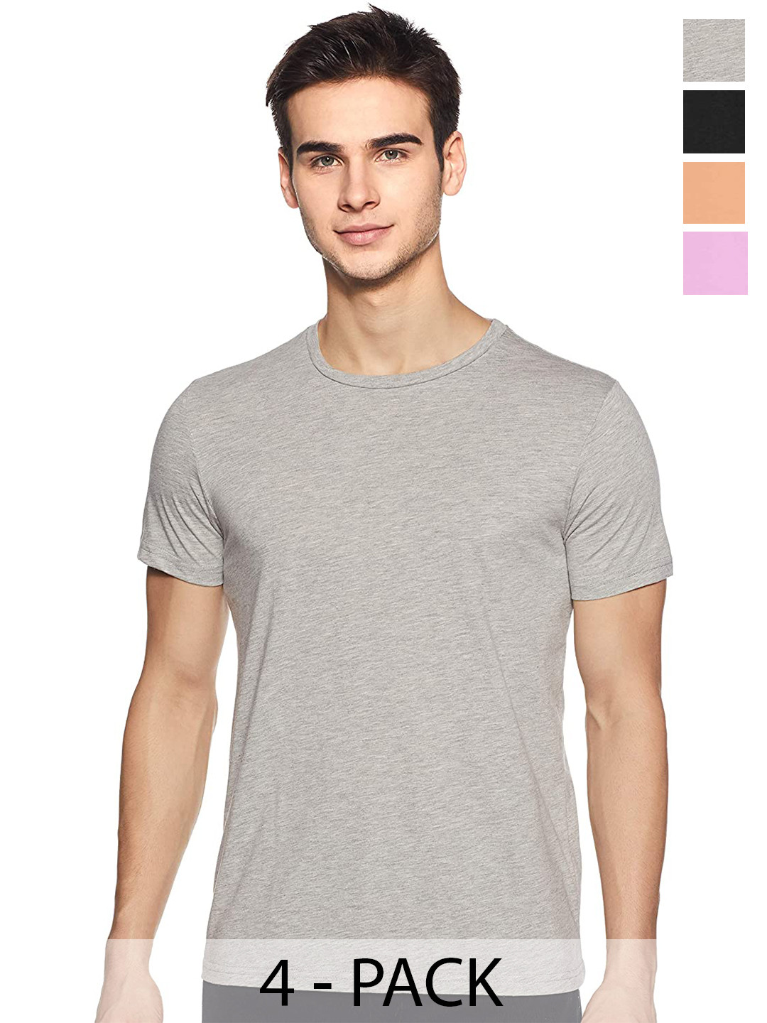 

COLOR CAPITAL Unisex Pack Of 4 Cotton T-shirts, Grey