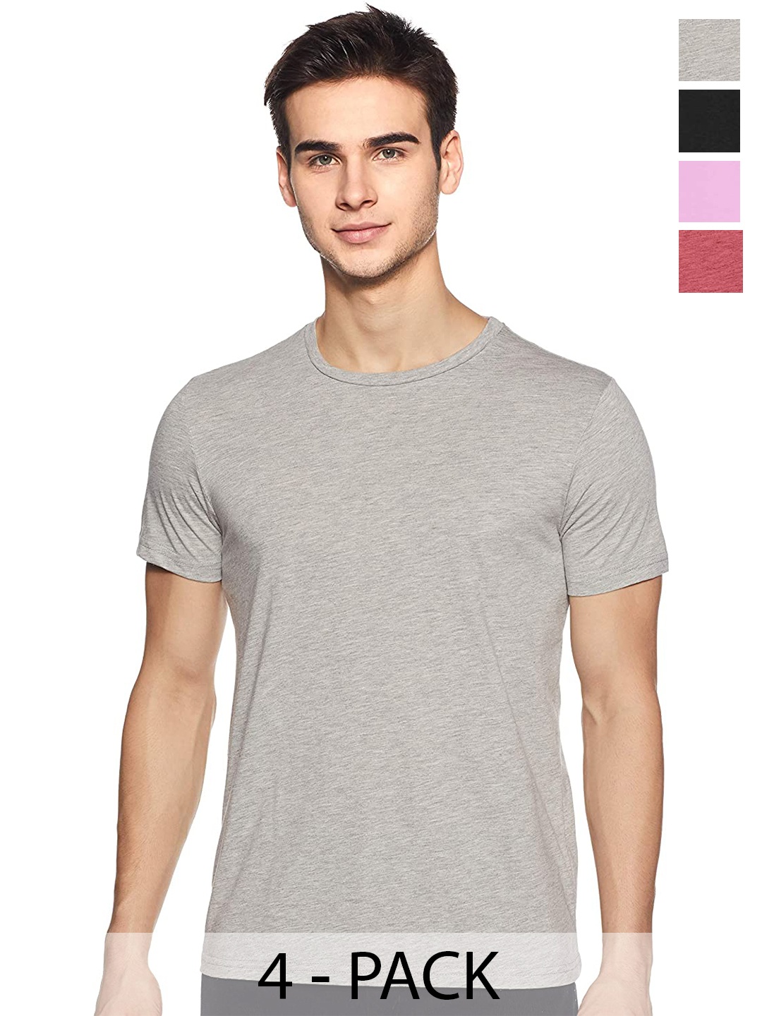 

COLOR CAPITAL Unisex Pack Of 4 Cotton T-shirts, Grey