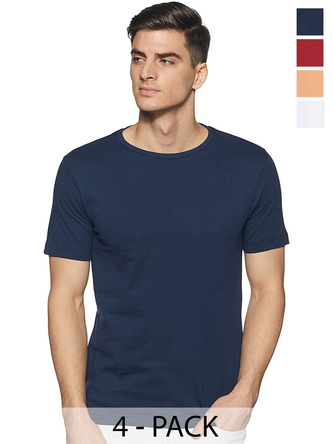 

COLOR CAPITAL Unisex Pack Of 4 Short Sleeves Cotton T-shirt, Blue