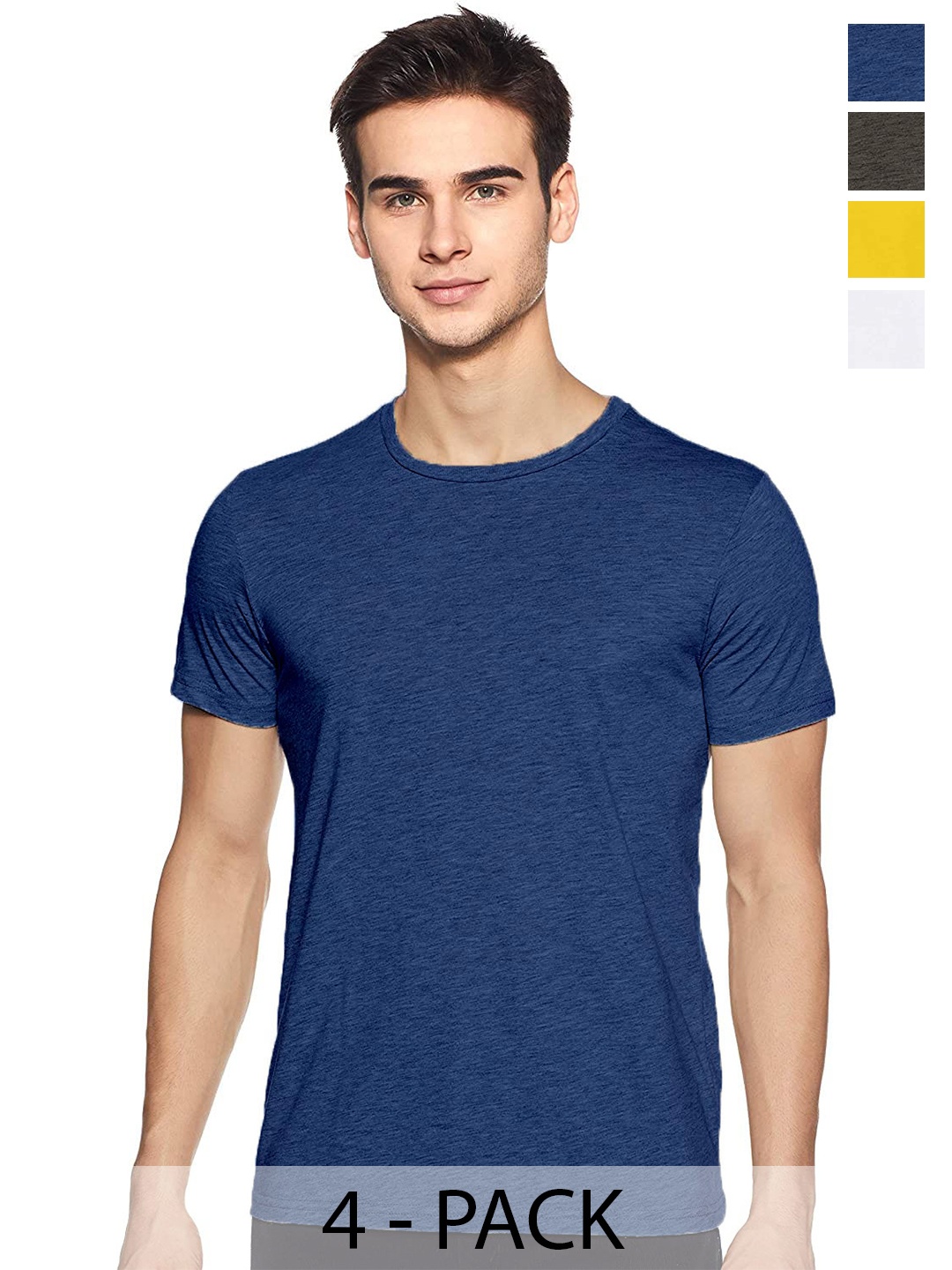 

COLOR CAPITAL Unisex Pack Of 4 Cotton T-shirts, Blue