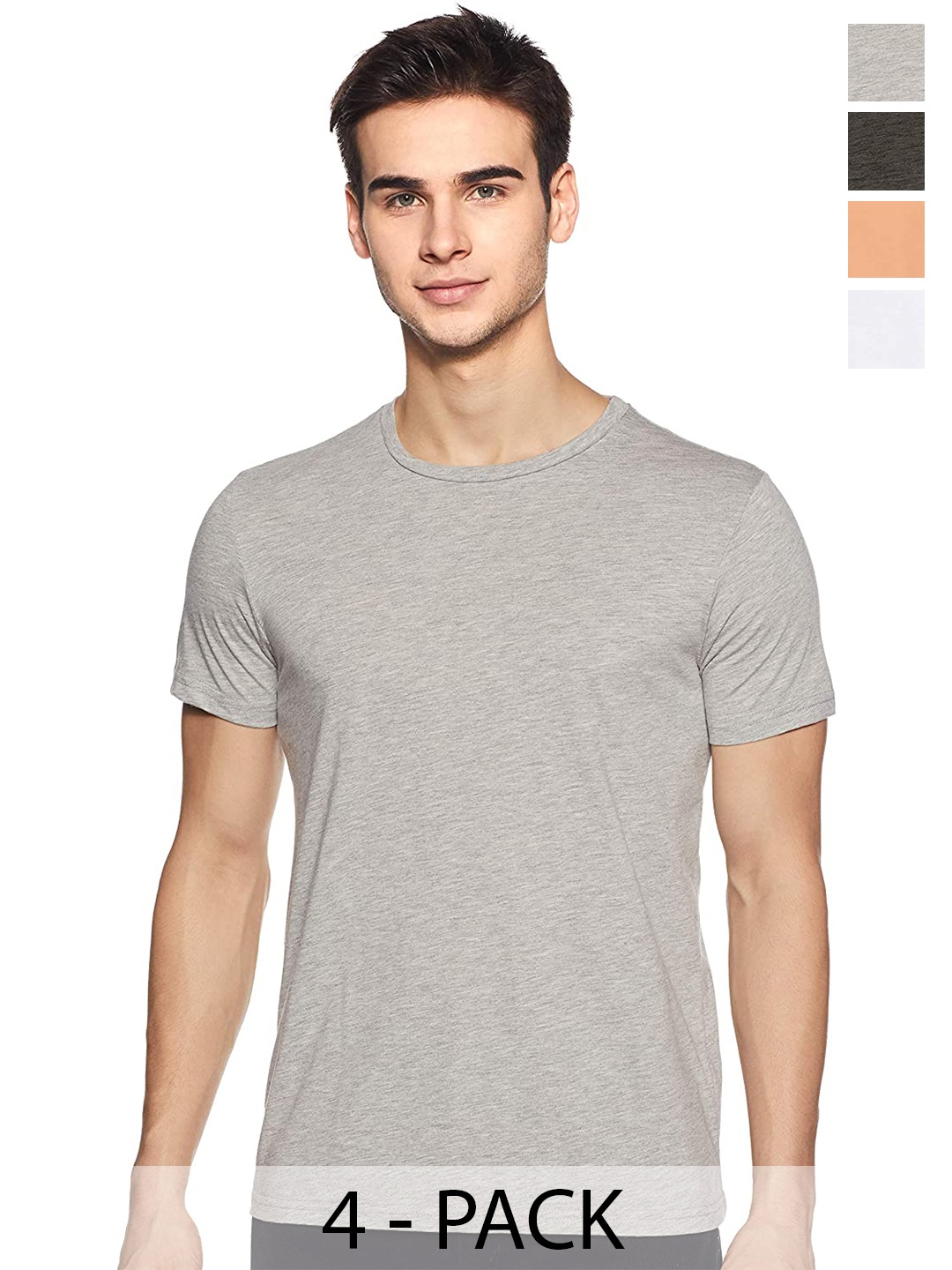 

COLOR CAPITAL Unisex Pack Of 4 Cotton T-shirt, Grey