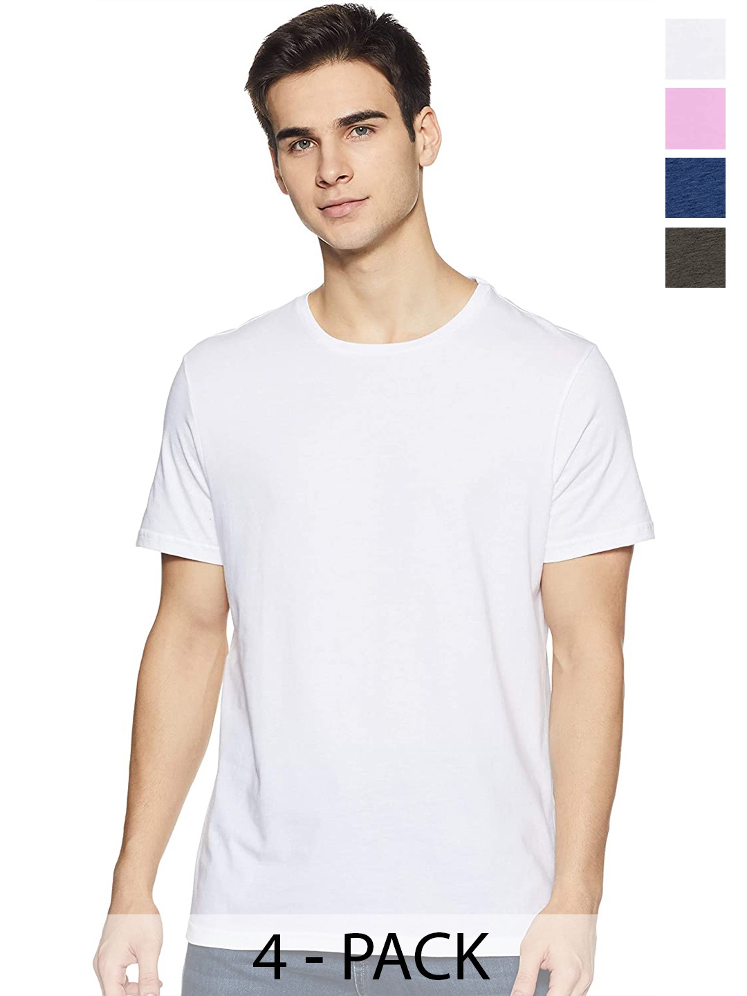 

COLOR CAPITAL Pack Of 4 Round Neck T-shirt, White