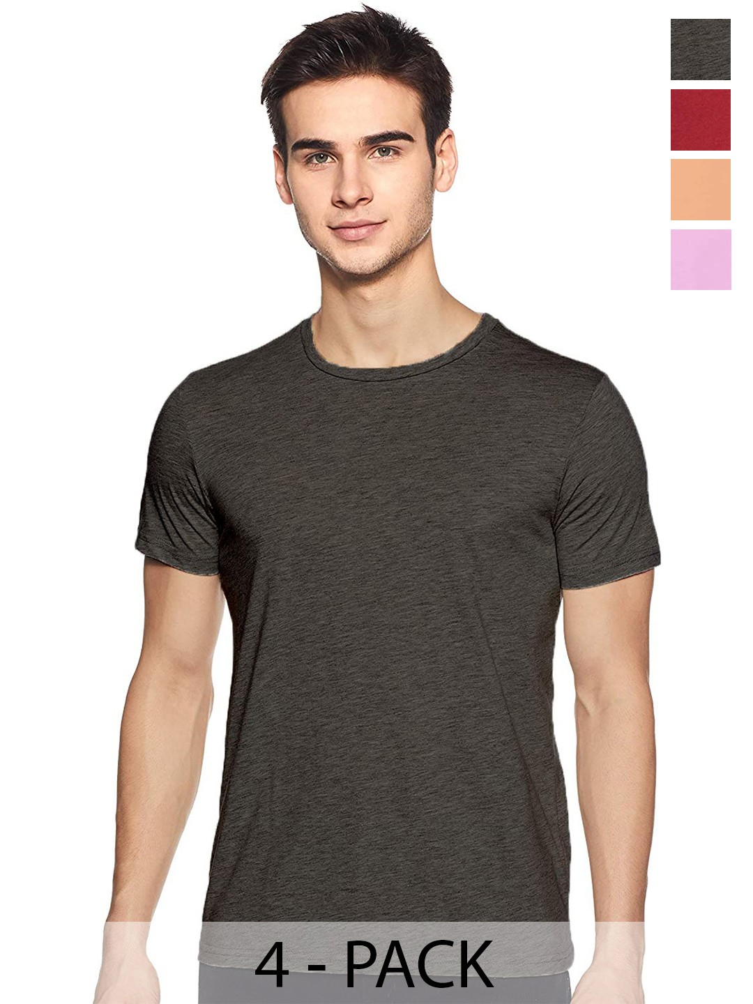 

COLOR CAPITAL Unisex Pack Of 4 Cotton T-shirts, Black