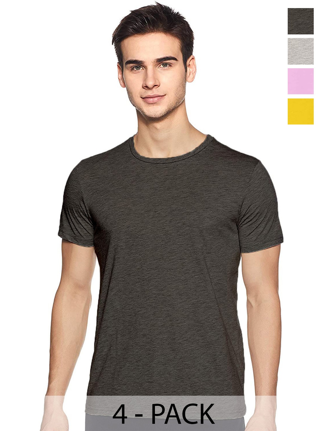 

COLOR CAPITAL Unisex Pack Of 4 Cotton T-Shirts, Grey