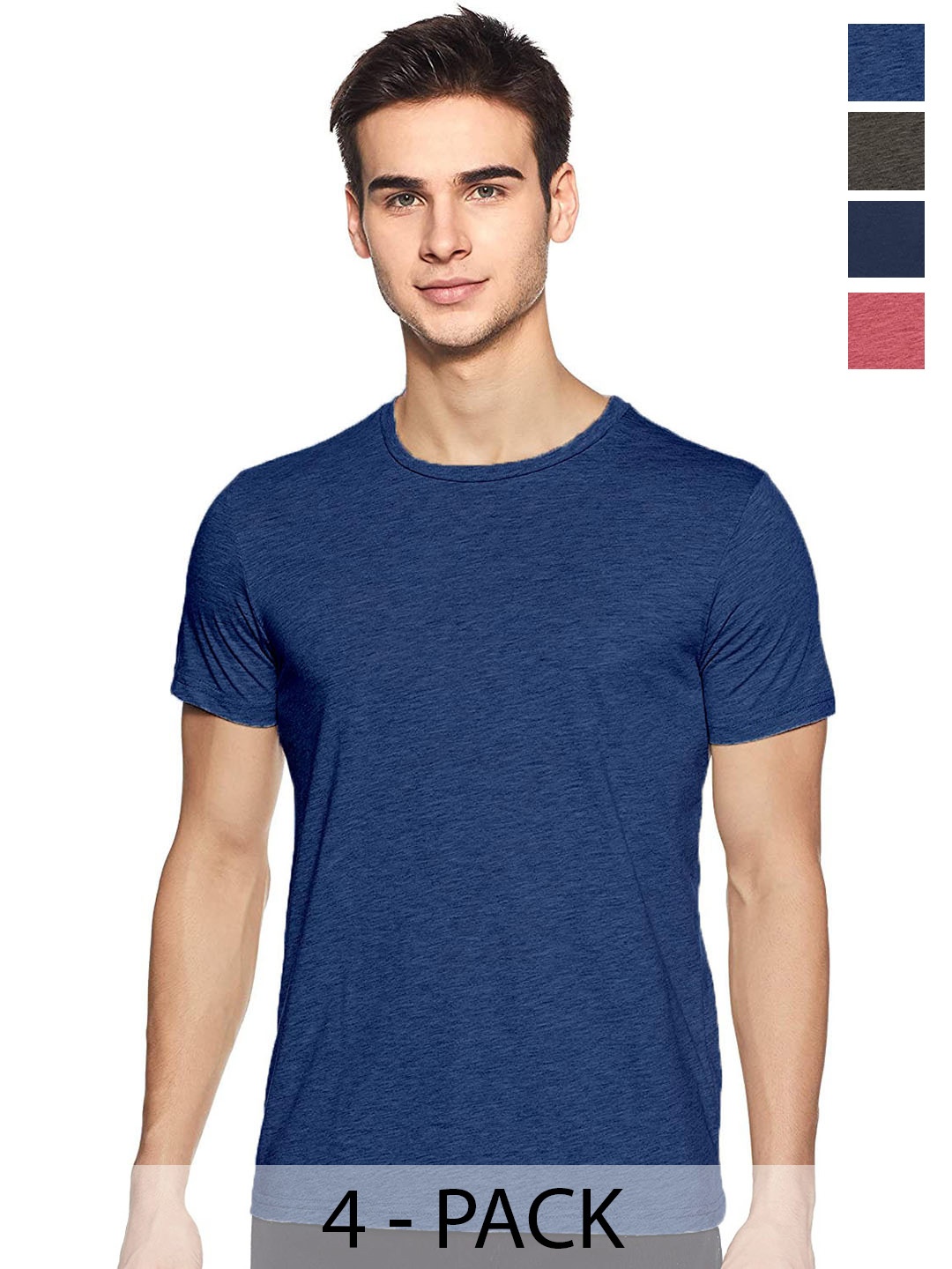 

COLOR CAPITAL Pack 4 Short Sleeves Cotton T-shirts, Blue
